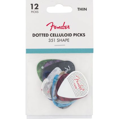 FENDER Plettri Puntinati 351 in Celluloide - Pack da 12 Thin