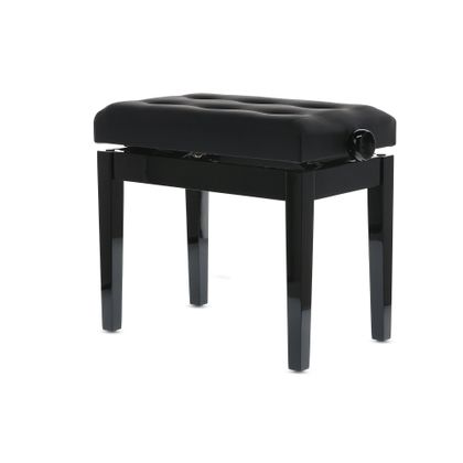 GEWA Deluxe Leather Panca per Pianoforte Regolabile Nero Lucido