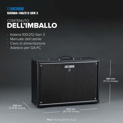 BOSS Katana 212 Gen 3 Amplificatore Combo per Chitarra 2x12" 100W
