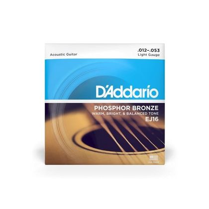 D'Addario EJ16 Phosphor Bronze Muta di corde per chitarra acustica Light 012-053