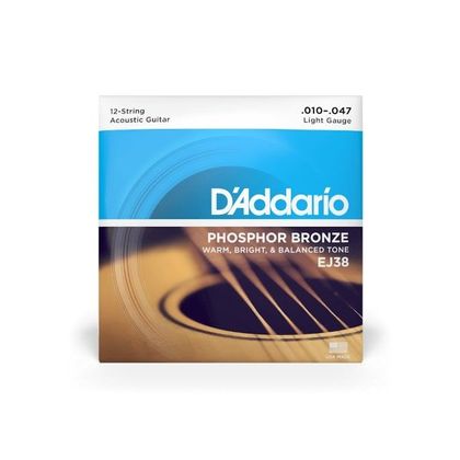 D'Addario EJ38 Muta di corde per chitarra acustica Phosphore Bronze, Light 010-047