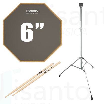 Evans Pad Allenatore 6" Kit Studio Drum + Supporto originale + bacchette 5a