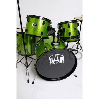 DAM P2211AGR Batteria Acustica Professionale Cassa 22" - Hardware e piatti inclusi - Sparkle Green