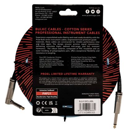 PROEL BULK120CLU6BL Cavo per strumenti 6mt Azzurro