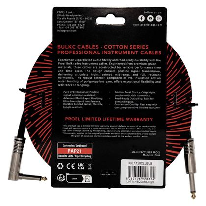 PROEL BULK120CLU6LB Cavo per strumenti 6mt Nero e Azzurro