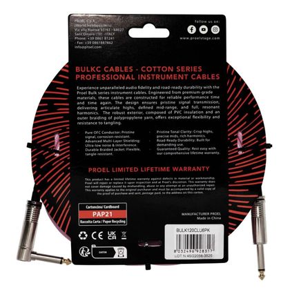 PROEL BULK120CLU6PK Cavo per strumenti 6mt Rosa