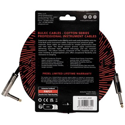 PROEL BULK120CLU6SR Cavo per strumenti 6mt Tricolore