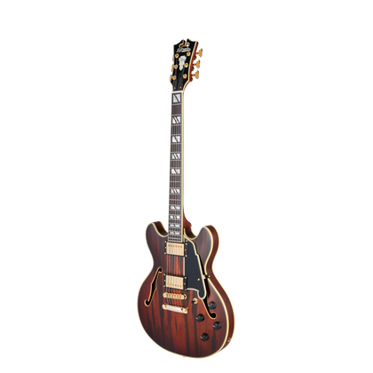 D'angelico Deluxe Mini DC Satin Brown Burst Chitarra Semiacustica