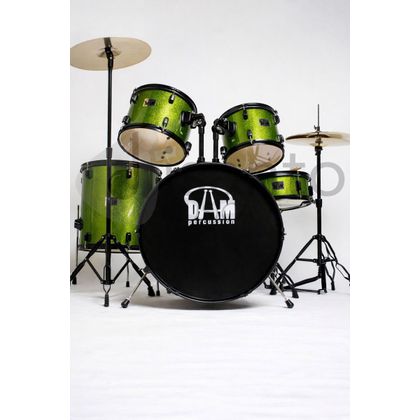 DAM P2211AGR Batteria Acustica Professionale Cassa 22" - Hardware e piatti inclusi - Sparkle Green
