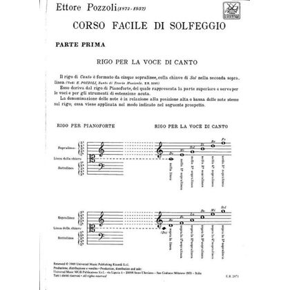 Ettore Pozzoli - Corso Facile Di Solfeggio Parte I
