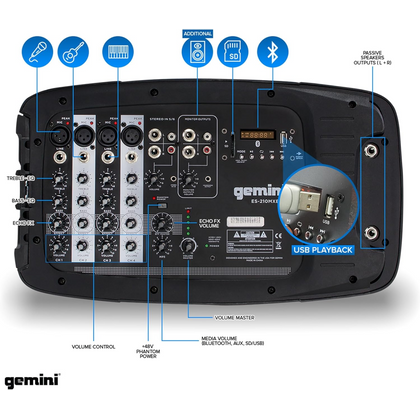 GEMINI ES 210MX BLU Sistema Portatile 150W