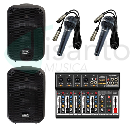 Italian Stage SPX08A + Mixer + Microfoni Bundle Karaoke