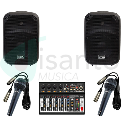Italian Stage SPX08A + Mixer + Microfoni Bundle Karaoke