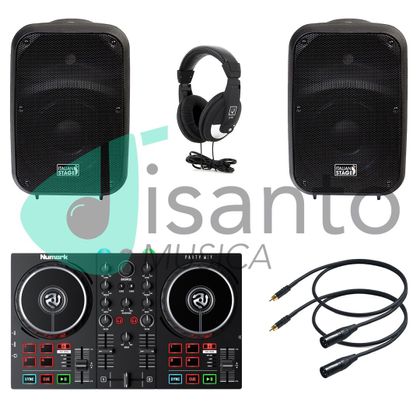 Bundle DJ Console completa NUMARK Party Mix DJ + casse 300W + cuffie+ cavi omaggio