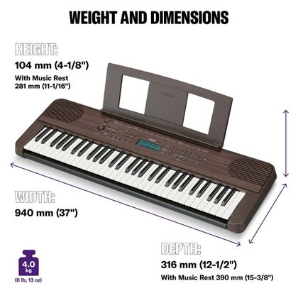 Yamaha PSR E360DW Dark Walnut Tastiera dinamica 61 tasti Noce scuro