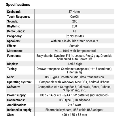 Farfisa FK 370 Tastiera elettronica a 37 tasti sensibili al tocco