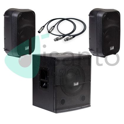 Italian Stage Impianto Audio Professionale 1300W Casse attive SPX08 + Sub S115A + cavi omaggio