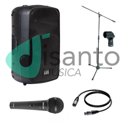 Bundle Cassa attiva SPX12AUB 400W con USB e Bluetooth + Microfono + Asta microfonica