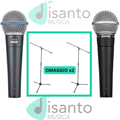 Shure Beta 58A + SM58 + Aste Omaggio Doppio Mix Bundle 