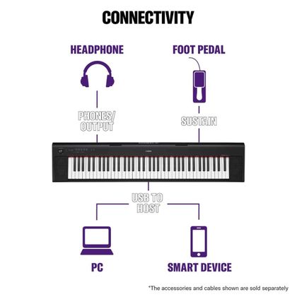 Yamaha NP32 Piaggero Black Tastiera dinamica portatile 76 tasti con cuffia omaggio