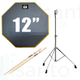 Pad Allenatore 12" Kit Studio drum + Supporto + bacchette