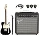 FENDER Bullet Telecaster Black Bundle Chitarra elettrica nera + amplificatore + plettri omaggio