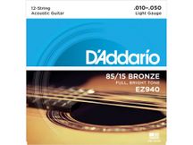 D'Addario EZ940 Muta di corde per chitarra 12 corde acustica Light 010-050