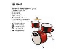 DAM JB J1047 Black Batteria acustica per bambini 3 pezzi con sgabello Nera