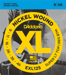 D'Addario EXL125 Muta di corde per chitarra elettrica Super Light Top / Reg Btm 009-046