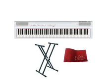Yamaha P125 White Pianoforte digitale bianco con doppio supporto + copritastiera omaggio