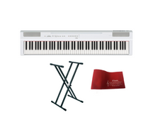 Yamaha P125 White Pianoforte digitale bianco con doppio supporto