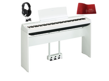 Yamaha P125 White Pianoforte digitale bianco con stand + pedaliera + cuffie + copritastiera omaggio