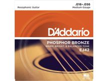 D'Addario EJ42 Muta di corde per chitarra resofonica Medium 016-056