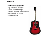 DAM MG410 Red Sunburst Chitarra acustica rossa