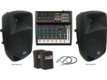 Italian Stage Impianto Audio 600W casse attive SPX12A + Mixer 2MIX6XU + cover + cavi omaggio