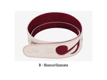 Stefy Line 504B Tracolla in vera pelle per chitarra e basso Bianco / Granata