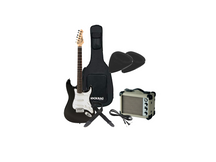 Kit Chitarra elettrica nera Dam con amplificatore + accessori omaggio Bundle