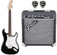 FENDER Bullet Stratocaster HT Black Bundle Chitarra elettrica nera + amplificatore + plettri omaggio