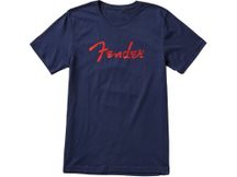 Fender Foil Spaghetti Logo T-Shirt Blue S Maglietta blu