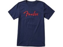 Fender Foil Spaghetti Logo T-Shirt Blue M Maglietta blu