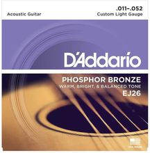 D'Addario EJ26 Phosphor Bronze Muta di corde per chitarra acustica Custom Light 011-052