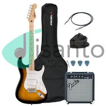 FENDER Sonic Stratocaster Sunburst Bundle Chitarra elettrica + amplificatore + Cavo + Tracolla + plettri omaggio