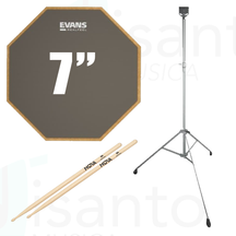 Evans Pad Allenatore 7" Kit Studio Drum + Supporto originale + Bacchette 5a