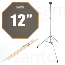 Evans Pad Allenatore 12 Kit Studio Drum + Supporto + bacchette