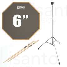 Evans Pad Allenatore 6" Kit Studio Drum + Supporto originale + bacchette 5a