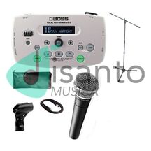 BOSS VE-5 White Vocal Performer 6 Effetti integrati Bundle con SM58 + cavo + asta