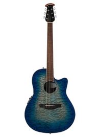 Ovation Celebrity Standard Exotic Super Shallow CS28P-RG Caribbean Blue/Natural Burst on Exotic Quilted Maple Chitarra acustica elettrificata