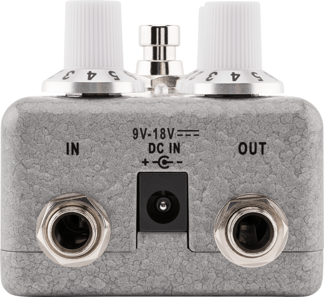 Pedale Hammertone® Boost, grigio con dettagli bianchi, offre un boost pulito o ricco, ideale per amplificatori