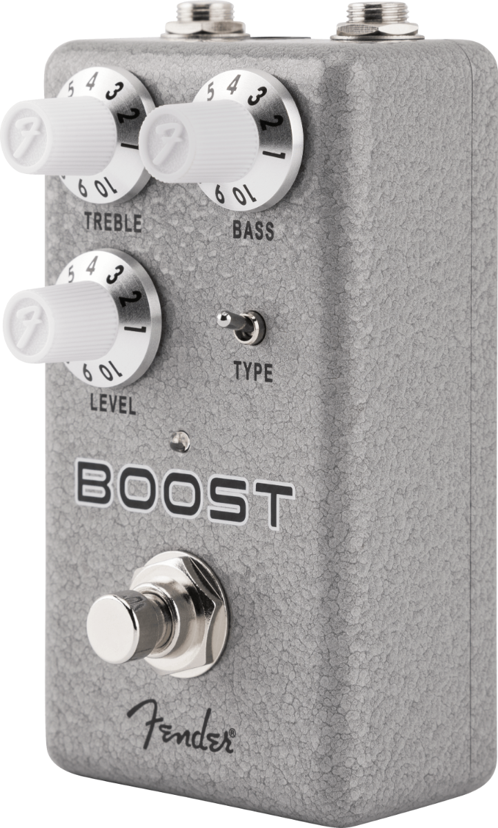 Pedale di boost Hammertone® grigio, con due modalità: opamp pulito e JFET per un suono ricco e vintage