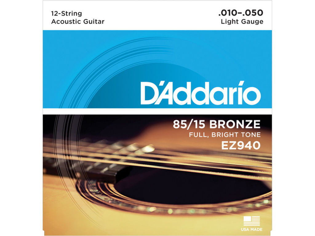 D'Addario EZ940 Muta di corde per chitarra 12 corde acustica Light 010-050
